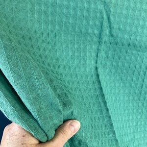 Sage green, cloth shower curtain